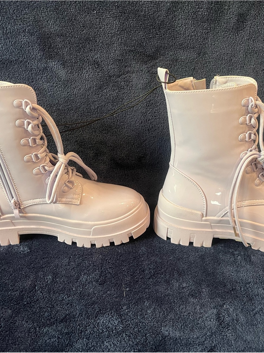 Lace-Up Patent Combat Boots - Light Lilac - Picture 7 of 8
